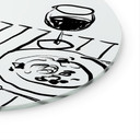 Glasbillede - Stilleben middag med vin - Treechild - Rund