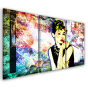 3 stykke lærredstryk, Audrey Hepburn farve