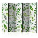 Paravent, Raumteiler freistehend, Trennwand - Green Twigs II, 5-teilig - einseitig bedruckt - 225x17