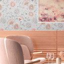 Klassisk blomstertapet grå pink - non-woven natur - plantetapet