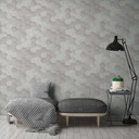 A.S. Creation 3D grafisk tapet i hvid og grå non-woven tapet med honeycomb mønster