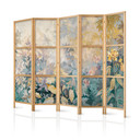 Japanischer Paravent, Raumteiler freistehend, Trennwand - Tapestry Pattern with Meadow and Flowers
