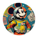 Plakat Treechild - Mickey jako astronauta w stylu retro - Okrągły