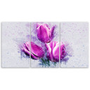 3 stykke lærredsprint, Tulipaner Blomster Pink