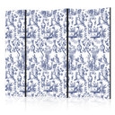 Paravent, Raumteiler freistehend, Trennwand - Rome and Botany - Blue Pattern with a Greek and Plant 