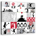Canvasbillede, Banksy street art graffiti collage