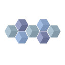 3D Hexagon Alu-Dibond sæt - Blå (sæt med 7)