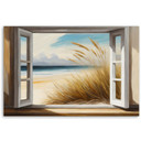 Leinwandbild Blick aus dem Fenster auf den Strand