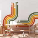 Wallsticker retro stribe form sæt (4 dele) | regnbuefarver