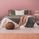 Retro look behang paars oranje - gestippeld Vliesbehang met grafisch monster - peel & stick structuu