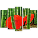 5 stykke lærred print Japan bambus paraplyer