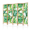 Paravent japonais Séparation de pièce - Monstera et feuilles de palmier, 3 pièces