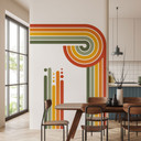 Wallsticker retro halvbue | regnbuefarver