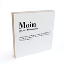Holzbild zum Hinstellen - Grammatik - Moin - 15x15 cm