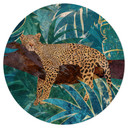 Naklejka na ścianę Leopard w szmaragdowozielonej dżungli - Manovski - Round