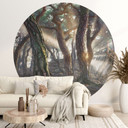 Papier peint photo Forêt de pins sacrée - Ryu - rond - papier peint intissé/papier peint intissé aut