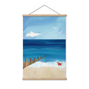 Textielposter Zomerstrand met hond aan zee - Rivers