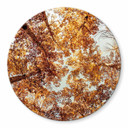 Plateau de table en verre - Feuilles dorées - Rond