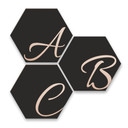Hexagon bogstaver - Alu-dibond Kobbereffekt, sort
