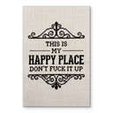Tableau Happy Place Citation Motif Brodé - Magnusson - Alu-Dibond