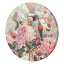 Rundes Leinwandbild Blumen mit Kolibris
