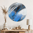 Glasbild Blaue Pinselstriche abstrakt - Cheney - Rund