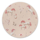Fortryllede enhjørninger med kirsebærblomster Wallsticker - Kikki Belle - Rund – print på aluminium