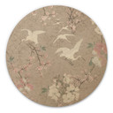 Obraz drewniany Żurawie w kolorze beżowym - Bloomery Decor - okrągły