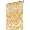 Luksusowa tapeta Versace Home w złote kwiaty designerska tapeta z włókniny w kwiaty