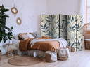 Paravent, Raumteiler freistehend, Trennwand - Leaves in Blue Colors - Delicate Botanical Motif