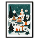 Plakat świąteczny - Zimowy krajobraz nocą - Treechild