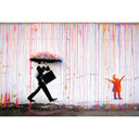 Banksy - Fototapeta z kolorowym deszczem