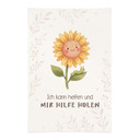 Stoffbild mit Sonnenblume - Selbstliebe-Spruch 'Ich kann helfen'