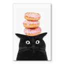 Tableaux Chat noir avec donuts roses - Korenkova