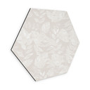 Sekskantet Billede af tropiske blade i beige - Bloomery Decor - Alu-Dibond