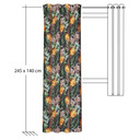 Ösenvorhang mit floralem Design - Ösenschal schwarz und orange - Vorhang mit Ösen