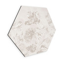 Sekskantet Billede af vilde blomster i kridtlook Greige - Bloomery Decor - Alu-Dibond