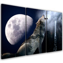 3 stykke lærredsprint, Wolf Nature Moon Fog