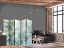 Paravent, Raumteiler freistehend, Trennwand - Large Leaves in Green-Mint Shades - Botanical Motif