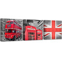 3-delt lærredsprint, London rød