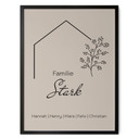 Personalisierbares Poster Familie Haus - beige