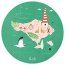 Fototapeta mapa Bali - Rivers - okrągła - tapeta flizelinowa/tapeta flizelinowa samoprzylepna