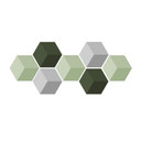 3D Hexagon Alu-Dibond sæt - Grøn (sæt med 7)