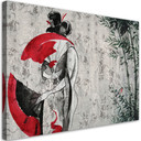 Canvasbillede, japansk geisha med vifte