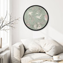 Plakat Żurawie w kolorze wiśniowej zieleni - Bloomery Decor - okrągły