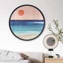 Plakat surferka o zachodzie słońca - Rivers - Round