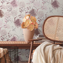 blomstertapet abstrakt hvid violet - blomstertapet - naturligt stuetapet