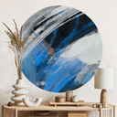 Wandtattoo Blaue Pinselstriche abstrakt - Cheney - Rund