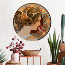 Sticker mural Mucha - Primevère - Rond