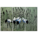3 stykke lærredsprint, Cranes Birds Water Nature